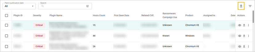 Download icon above the table